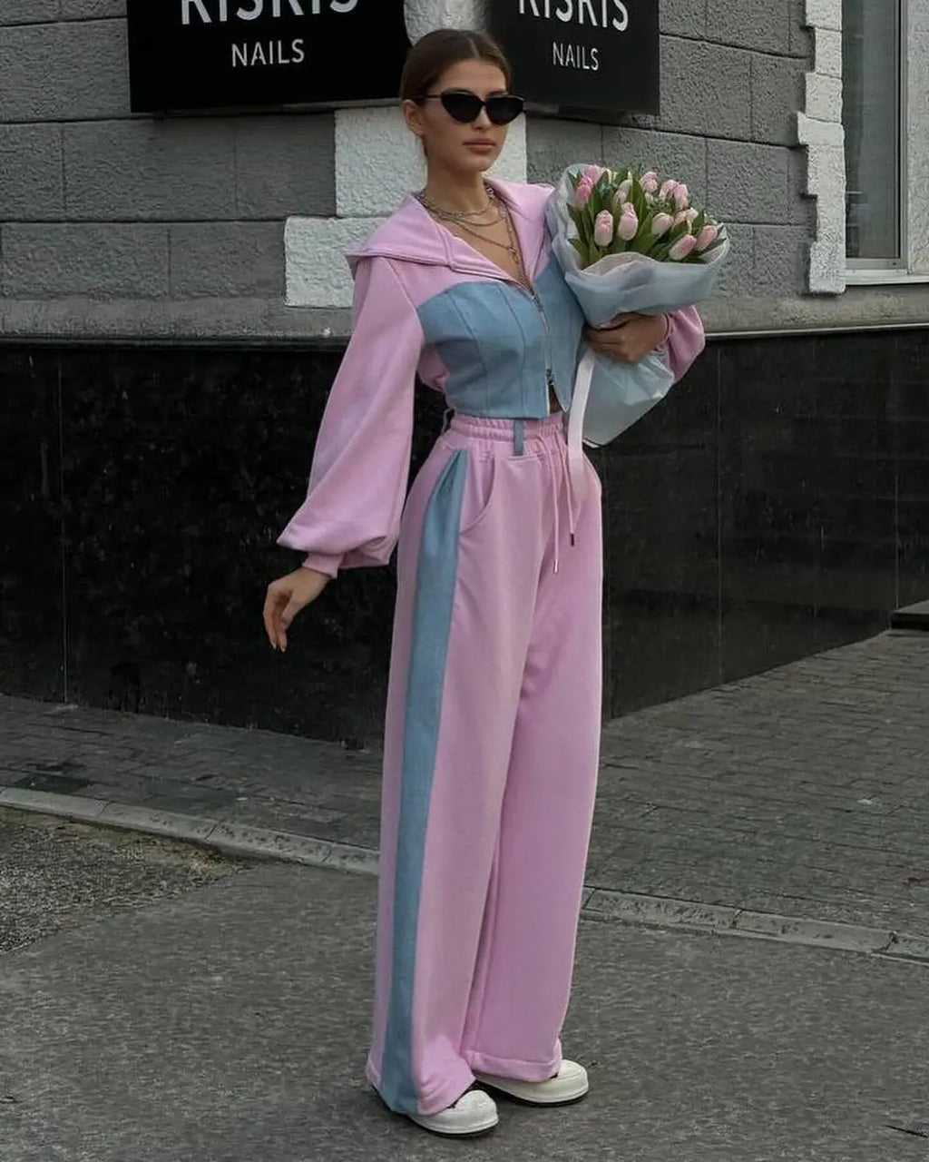 חליפת טרנינג בשילוב ג׳ינס- תמר