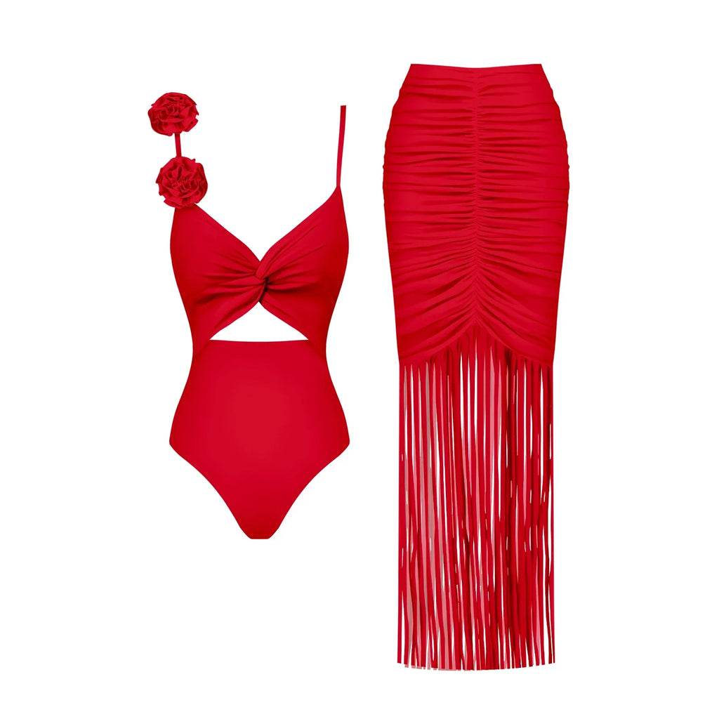 בגד ים שלם וחצאית תואמת- קאפרי