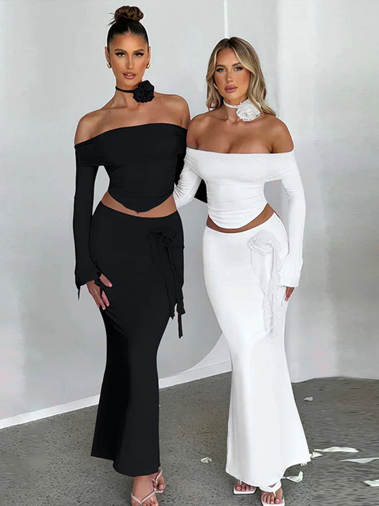 חליפת סטרפלס בשילוב פרח- מונקו