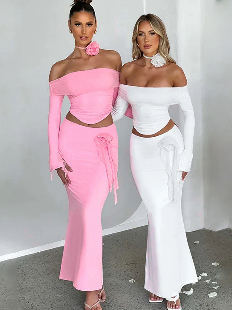 חליפת סטרפלס בשילוב פרח- מונקו