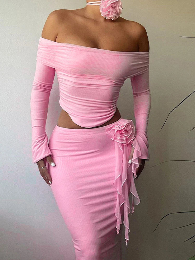 חליפת סטרפלס בשילוב פרח- מונקו