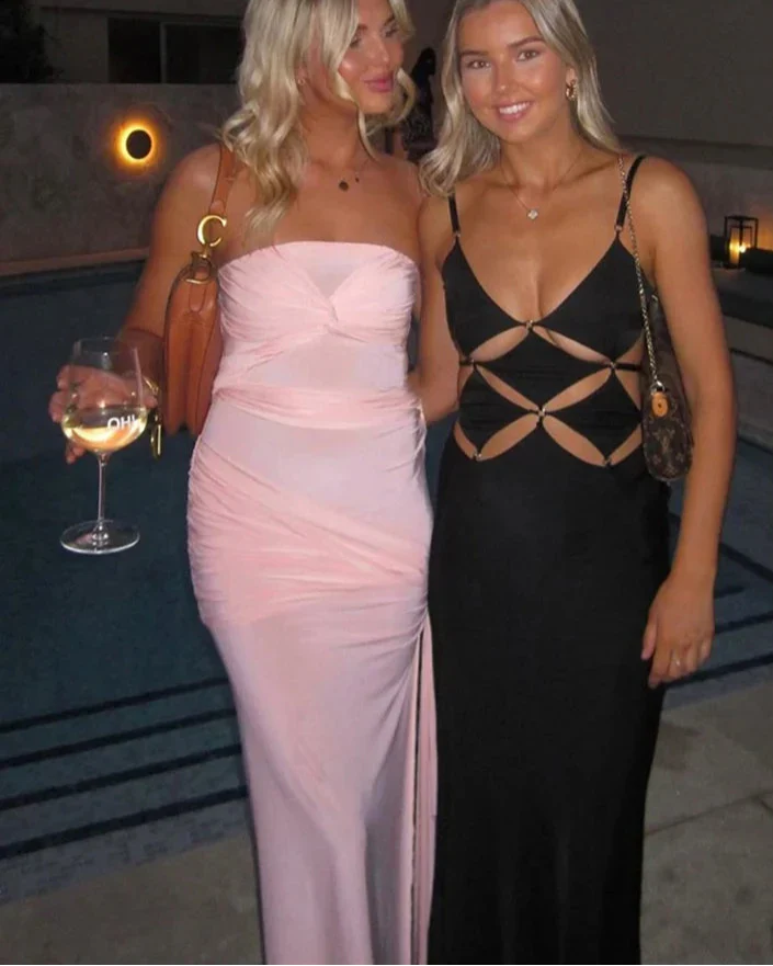 שמלת מקסי סטרפלס- אמבר