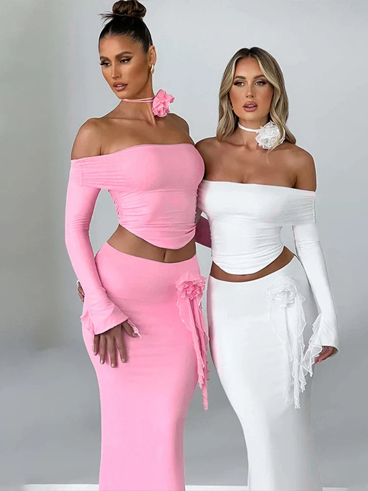 חליפת סטרפלס בשילוב פרח- מונקו