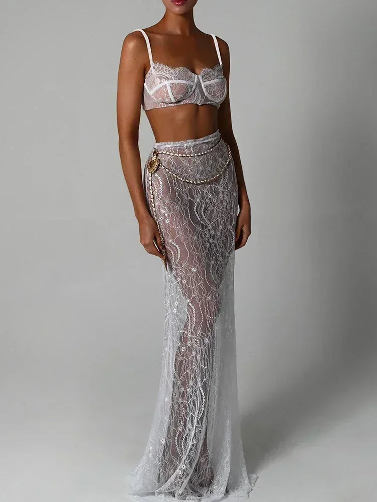 חליפת טופ תחרה- קים