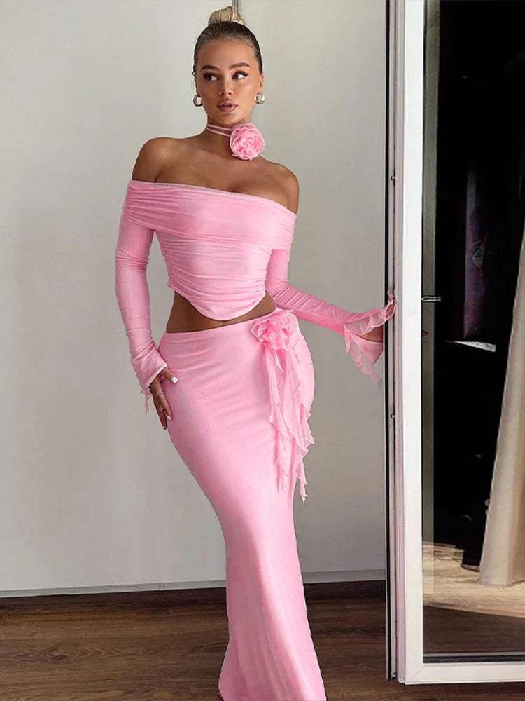 חליפת סטרפלס בשילוב פרח- מונקו