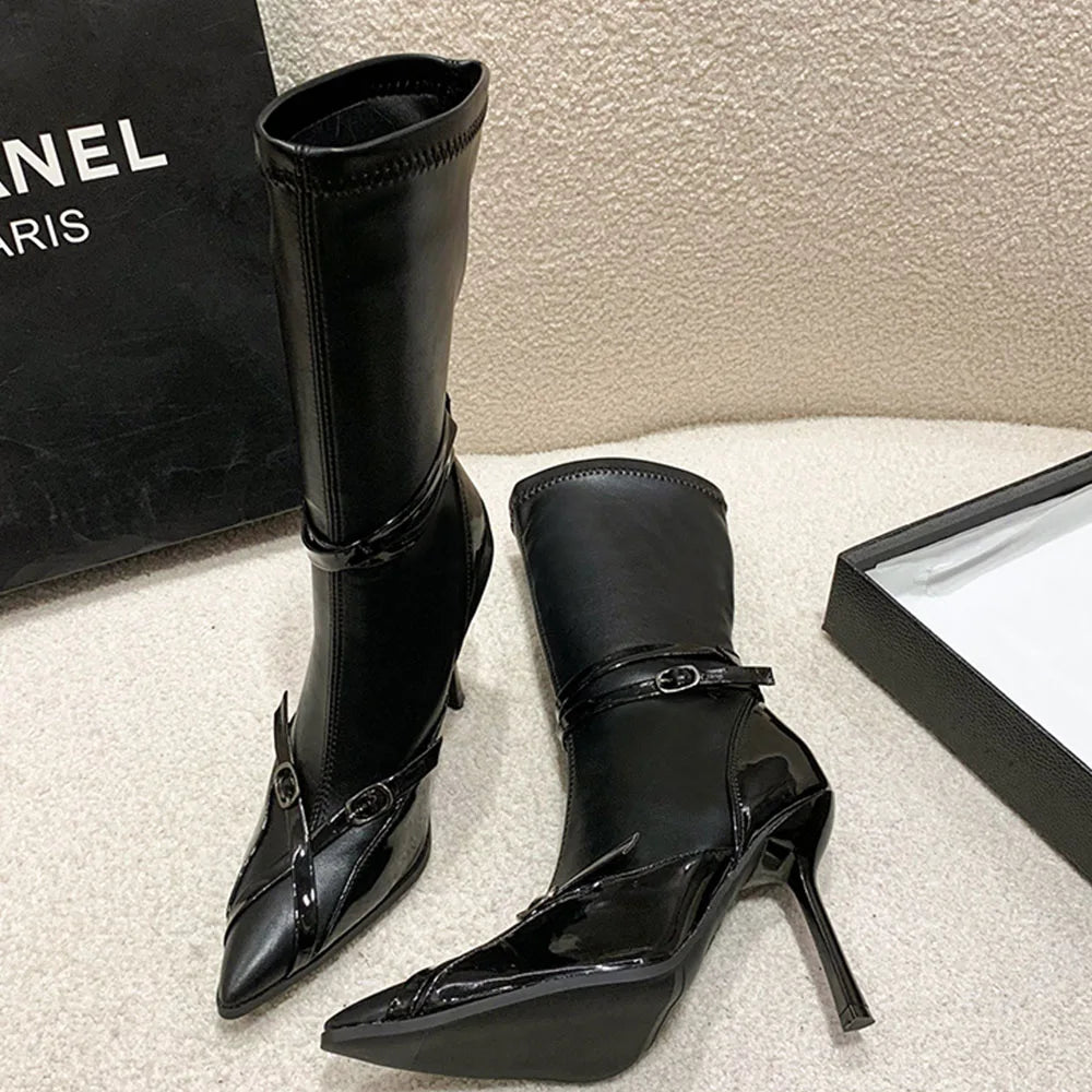 נעלי עקב יוקרתיות- שחר