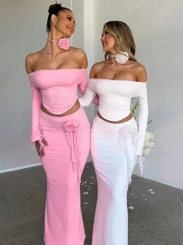 חליפת סטרפלס בשילוב פרח- מונקו