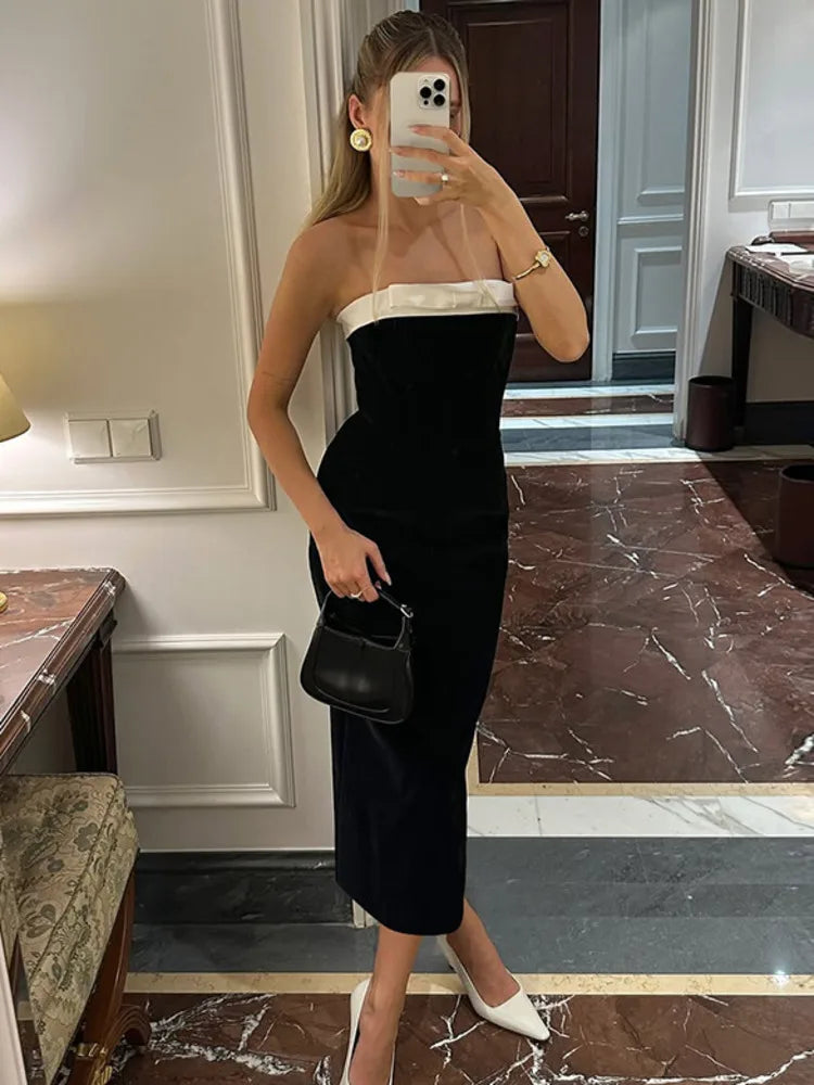 שמלת מקסי סקסית ללא כתפיות- זואי