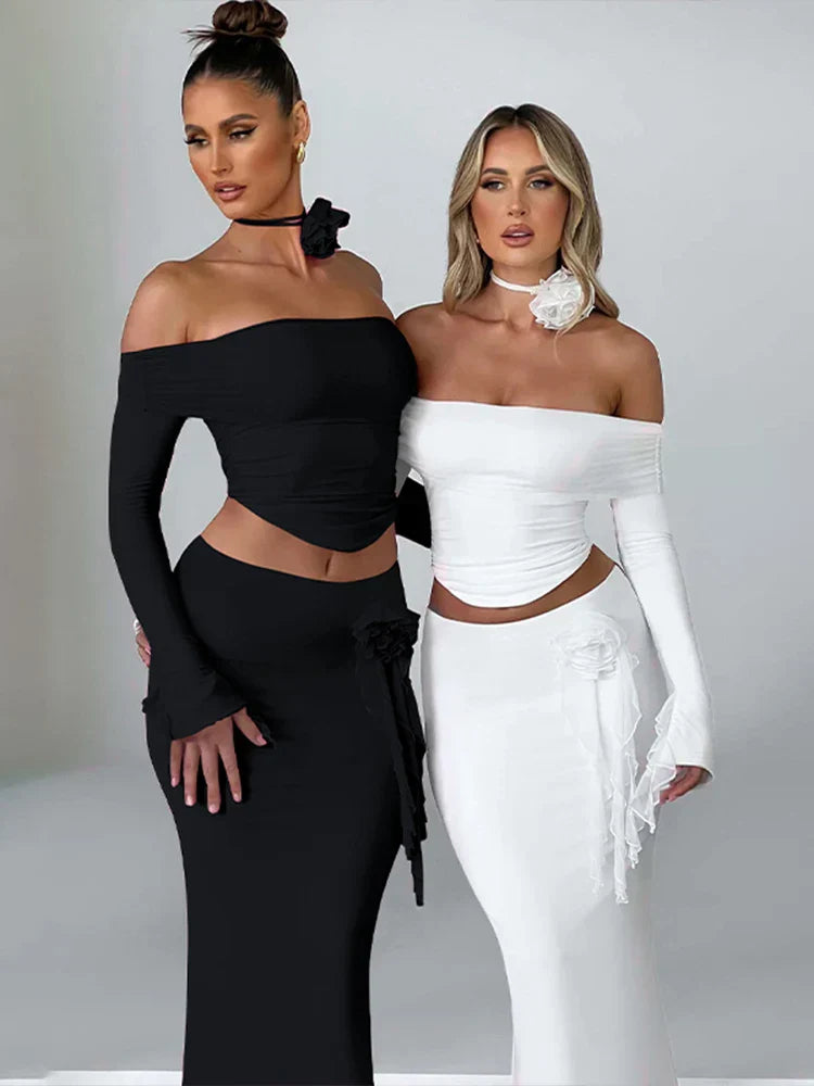 חליפת סטרפלס בשילוב פרח- מונקו